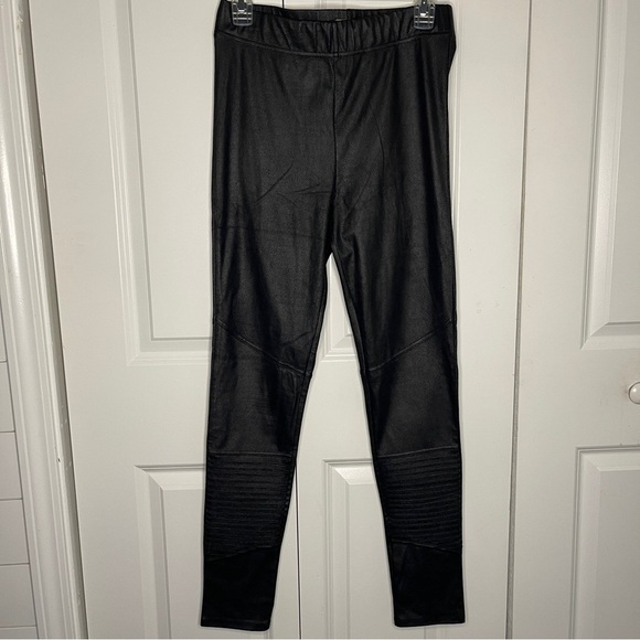 Mud Pie Pants - Mud Pie Black Skinny Pants Faux Leather Size Small 'Lollie' Leggings Moto Finch